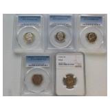 5 Nickels 74S PF67,74S,76S,77S,78S PCGS 69 all
