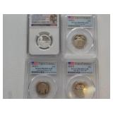 4 First Strike quarters 3-20S, 1-22S Silver PF70