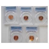 5 Pennies Cents 1995S,97S,98S,99S,01S PCGS PR69