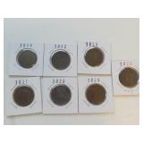 7 Large Cents 1833,34,35,37,38,42,44 EA Each x 7