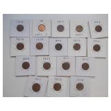 17 Wheat pennies from 1949 to 1958 all