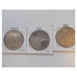 3 Peace Silver Dollars 1923S, 1924, 1925 Ea Each