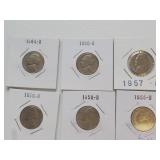 6 Nickels 1955D,57D,58D,59D,60D,61D All All