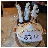 CERAMIC DISH AND FIGURINES