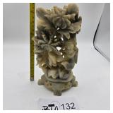 HANDCARVED SOAPSTONE FLORAL SCULPTURE