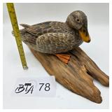 HAND CARVED MALLARD HEN DUCK