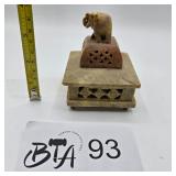 HAND-CARVED SOAPSTONE ELEPHANT TRINKET BOX