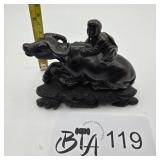CHINESE SOAPSTONE CARVING OF BOY ON WATER BUFFALO