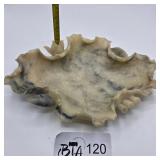 CHINESE CARVED SOAPSTONE LOTUS LEAF BRUSH  DISH