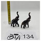 TWO CARVED WOOD ELEPHANTS