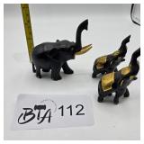 BLACK WOOD CARVED ELEPHANTS