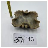 SMAL CHINESE HAND-CARVED SOAPSTONE LOTUS LEAF DISH