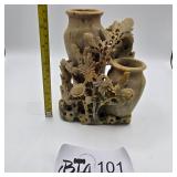 VINTAGE CHINESE CARVED SOAPSTONE DOUBLE VASE