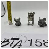3 MINIATURE PEWTER ELEPHANTS