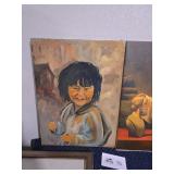 Painting of a Smiling Child with Red Lollipop