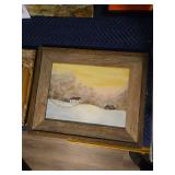 Framed Winter Landscape Painting by Judy Linscott
