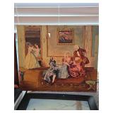E. Jurez Oil Painting of a Genteel Interior Scene-