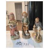 Three Hand-Painted Ceramic Folk Art Figurines