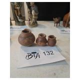 Set of 3 Miniature Earthenware Pots
