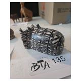 Carved Rock Rhino Two-Part Trinket Box
