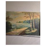 K. Horv. Signed Landscape Oil Painting - Lakeside