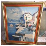 Coastal Village Seascape Painting by K. Wallis