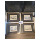 Set of Five Framed Vintage Landscape and Cityscape