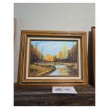 Autumn River Landscape Oil Painting