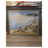 Framed Coastal Landscape Painting Signed R. Fechin