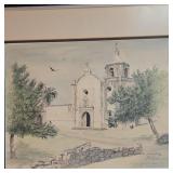 Original Etching of Mission Concepcion by Elsie Sc