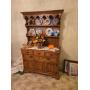 Wooden Hutch with Display Shelves and Drawers