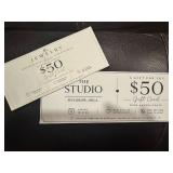 $50 CARD TO "THE STUDIO" / $50 CARD TO JEWELRY BAR