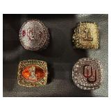 4 OKLAHOMA SOONER REPLICA CHAMPION RINGS
