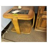 Square Wood End Table with Glass Inset