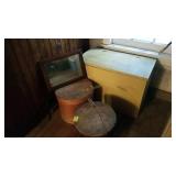 Wooden Bucket, Mirror, Wooden Chest, and More