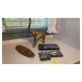 Brass Elephant, Tribal Mask, and Artwork