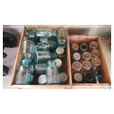 Wooden Crates and a Variety of Vintage Mason Jars