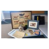 Dairy Breeds Cow Framed Art, 1898 Sale Bill, and M