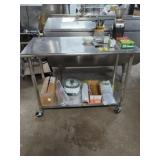 SS Table on Wheels with Shelf