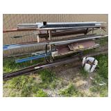 Steel Rack with misc steel and iron