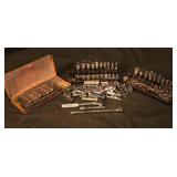 SAE 1/4 inch drive ratchet, sockets, and extension