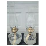 Conestoga Wagon Oil Lamps with Embossed Glass Base