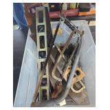 Hand Tools Including Saws, Screwdrivers, and Level