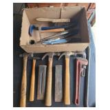 Hand Tools Including Hammers, Snips, and Pipe Wren