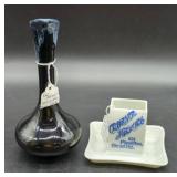 Glass Vase and Porcelain Souvenir Holder