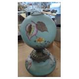 Hand-Painted Hurricane Oil Lamp with Metal Base