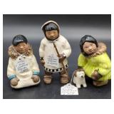 Three Ceramic Eskimo Figures by E. Alm Johnson