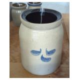 1-Gallon Stoneware Crock with Blue Bird Motif