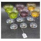 Six Fiberware Iridescent Cordials