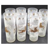7 Libbey Frosted Horse-Themed Glasses